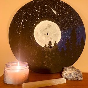 “Luna” painted vintage vinyl art